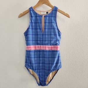 Cabana Life Talbots Swimsuit Womens Small One Piece Bathing Suit Blue Pink Plaid